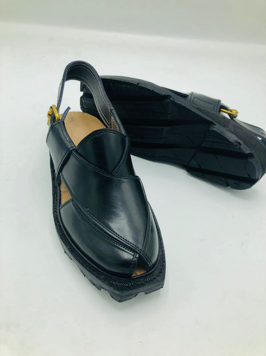 Norozi black Peshawari Chappals