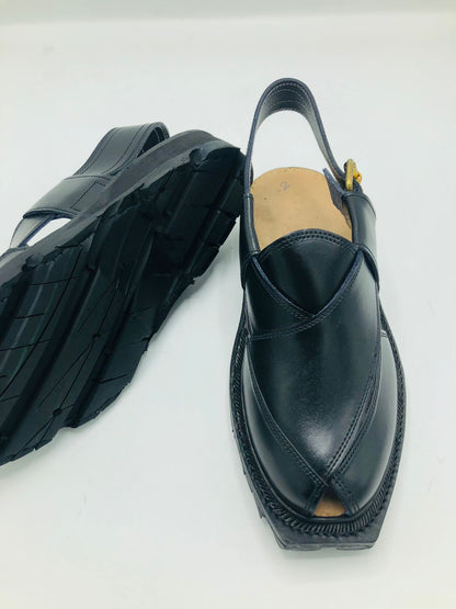 Norozi black Peshawari Chappals