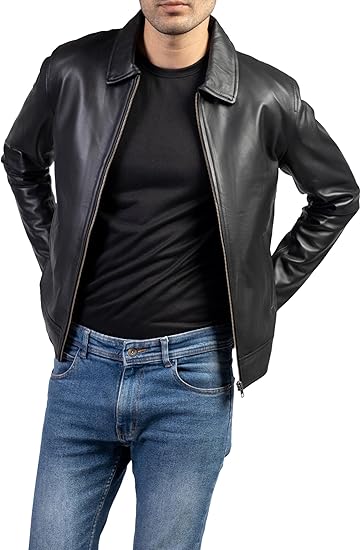 Jild Polo Collar Premium Leather Jacket Men.