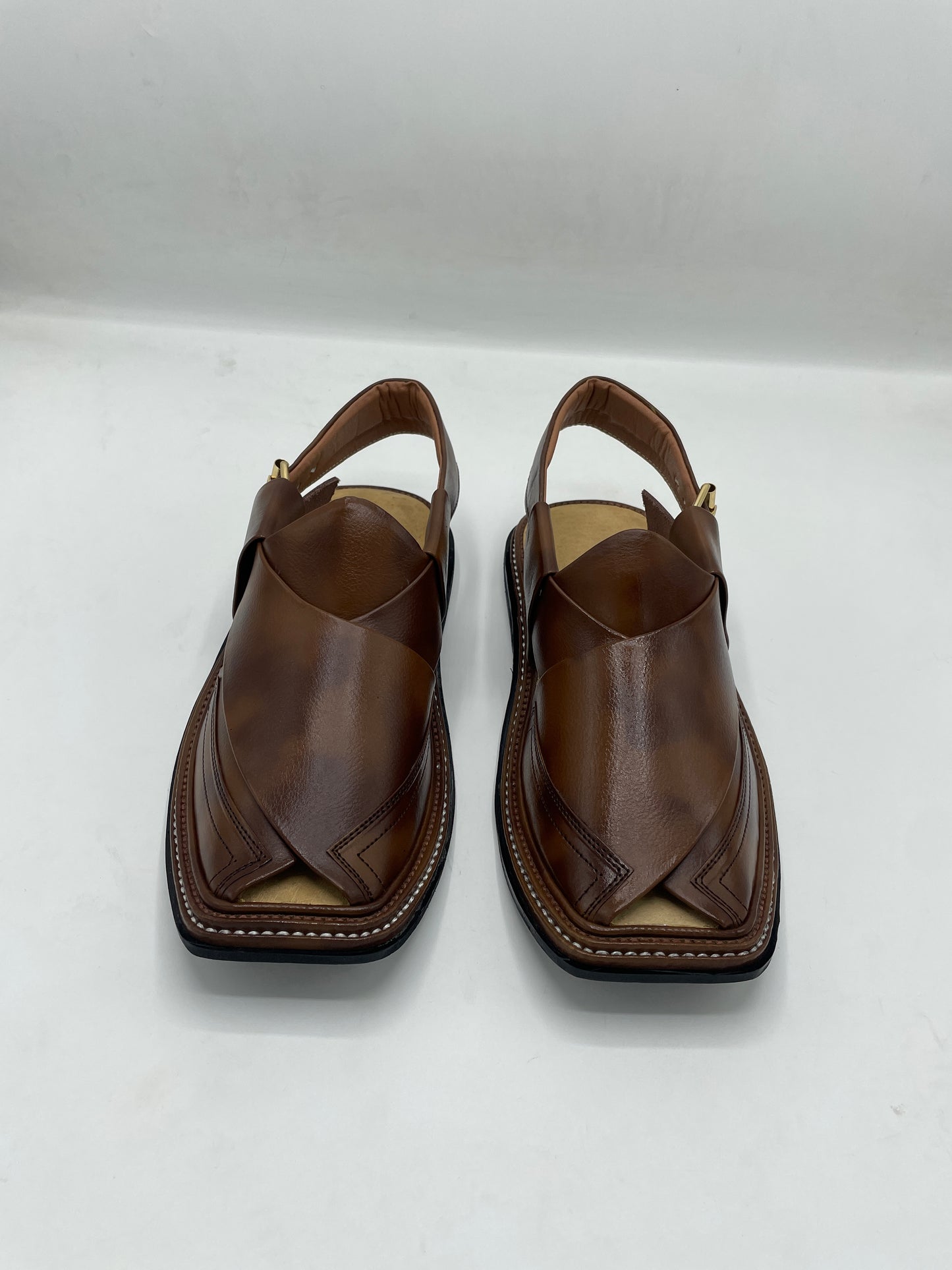 T-Gear Brown Peshawari Leather Chappals