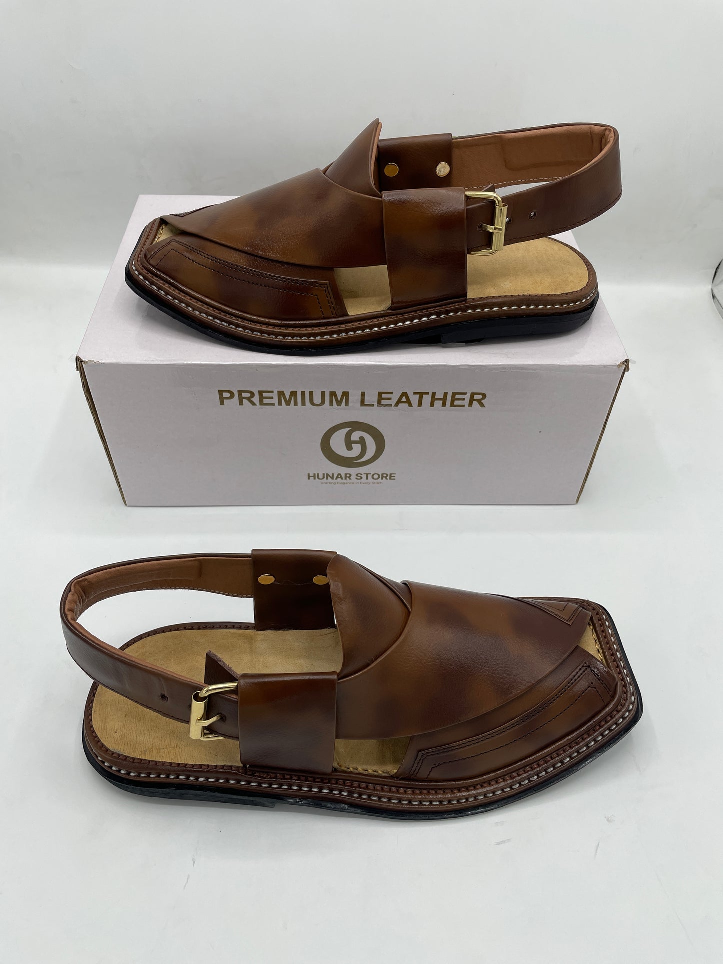 T-Gear Brown Peshawari Leather Chappals