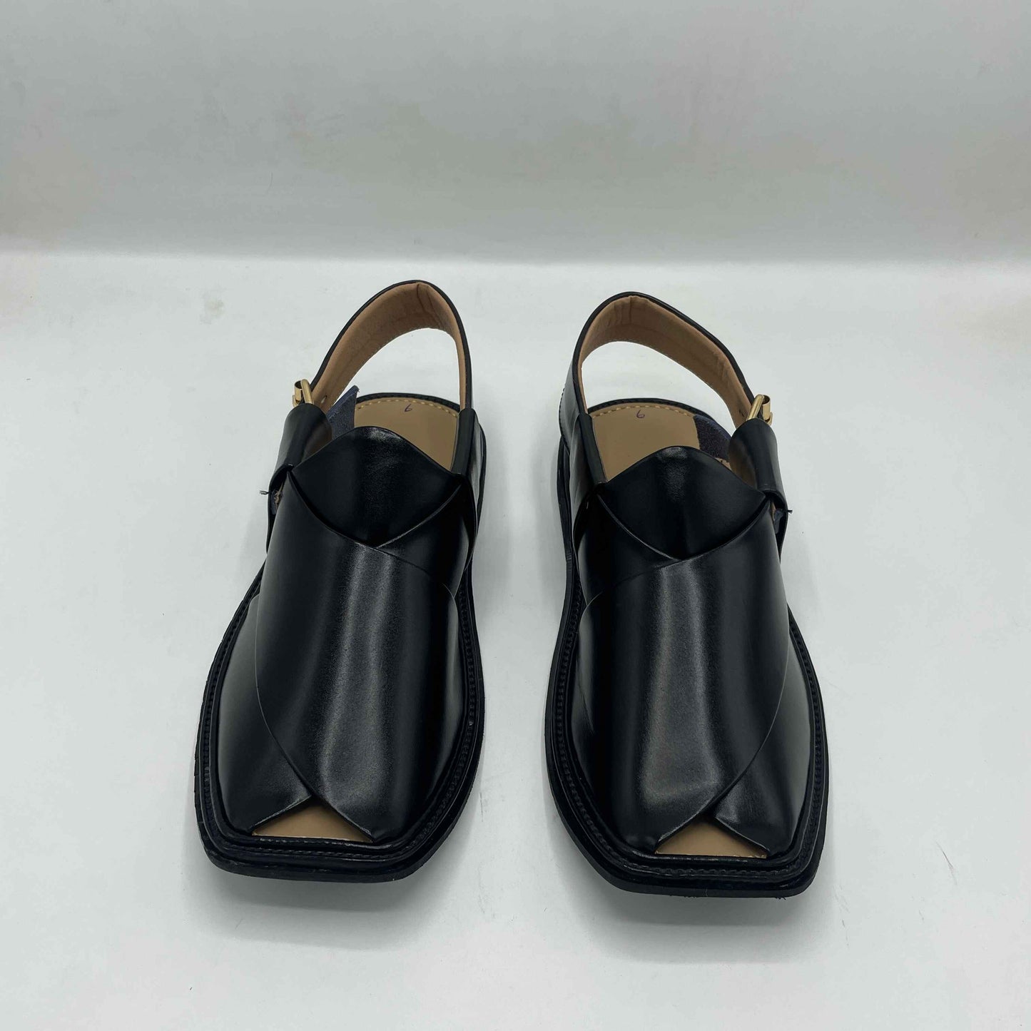 Smart Zalmi Plain Black Handmade Peshawari Leather Chappals