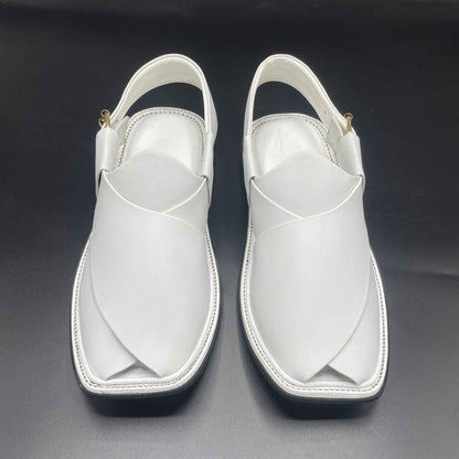 Smart Zalmi Plain White Peshawari Chappals