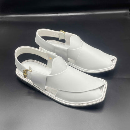 Smart Zalmi Plain White Peshawari Chappals