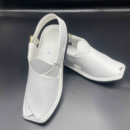 Smart Zalmi Plain White Peshawari Chappals