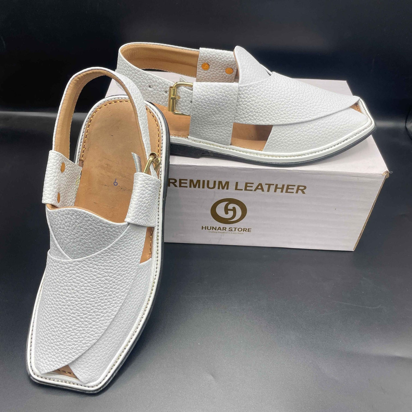 Smart Zalmi White Dotted Peshawari Chappals